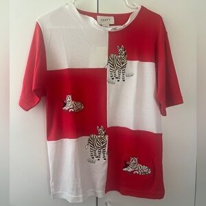 NWT - Jenny Brand Red and White Zebra Print Shirt